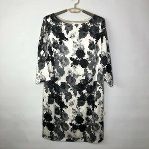 St John Womens White Black Sheath Dress Size 16